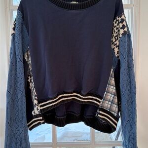 Pilcro Navy and White Textured Garment